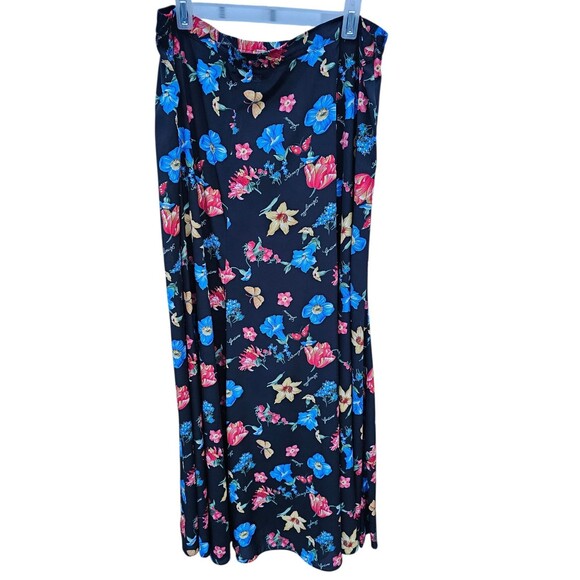 Vintage Kasper ASL Blouse 6 Skirt 10 Set Hawaiian Outfit Black Floral Shirt Top - Picture 7 of 16